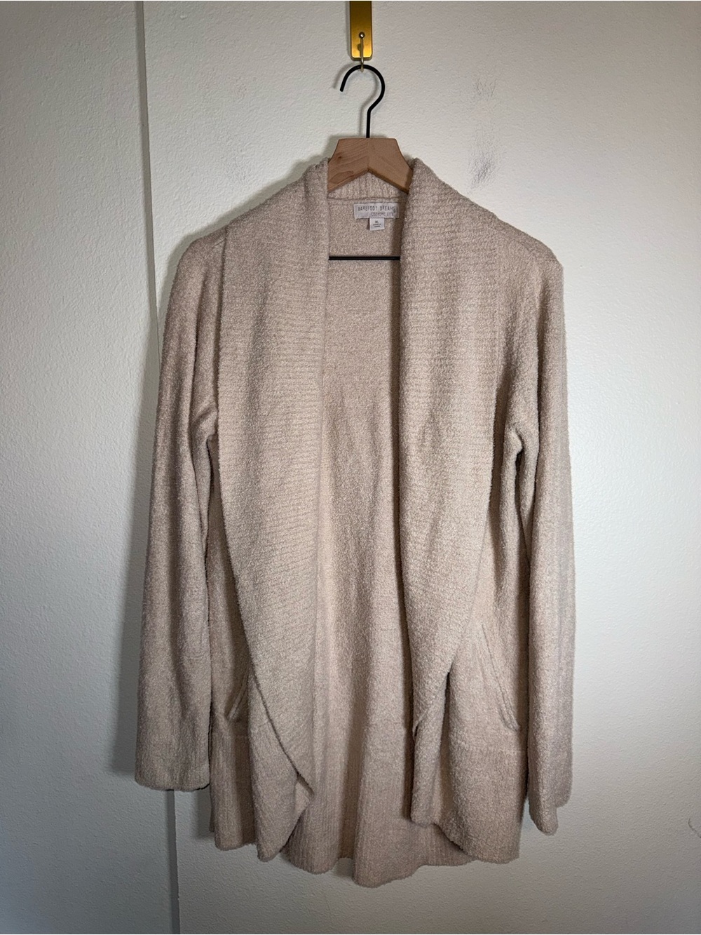 BAREFOOT DREAMS CozyChic Lite Jacket - Light Open Front Cardigan Taupe XL